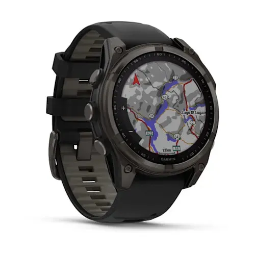 Garmin fenix 8 47mm Solar Sapphire Carbon Grey DLC Titanium with Black/Pebble Grey Silicone  010-02906-12