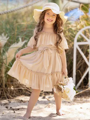 Golden Sands Ruffle Shoulder Sundress