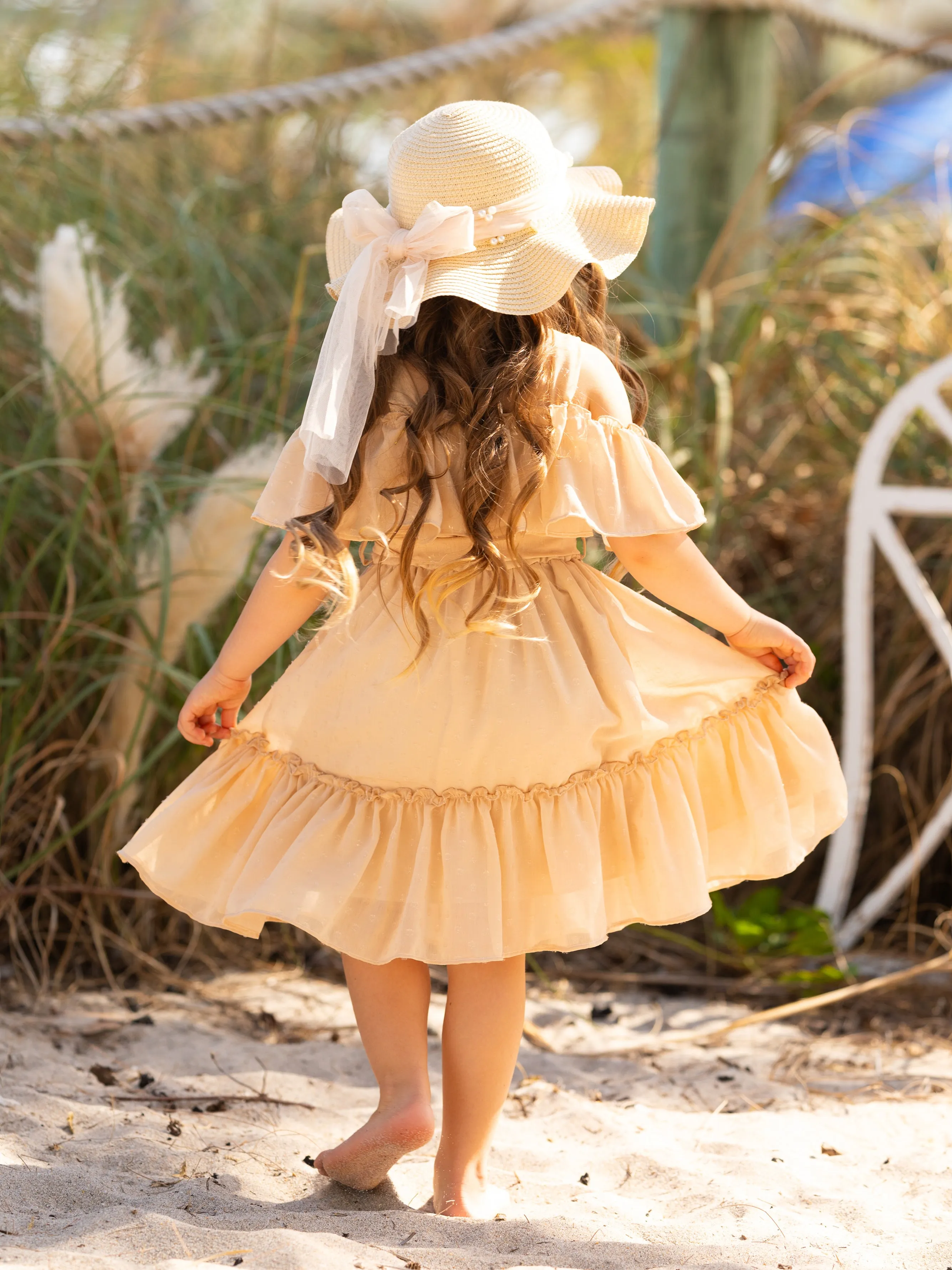 Golden Sands Ruffle Shoulder Sundress