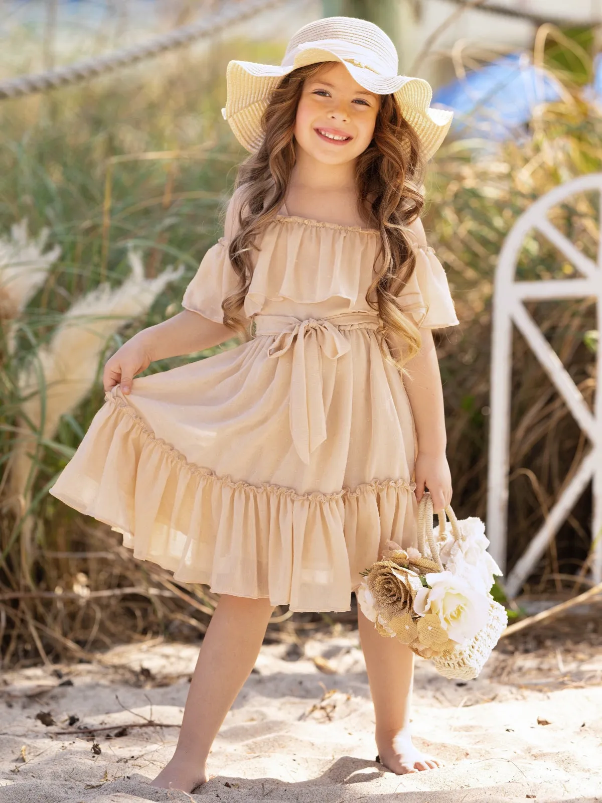 Golden Sands Ruffle Shoulder Sundress