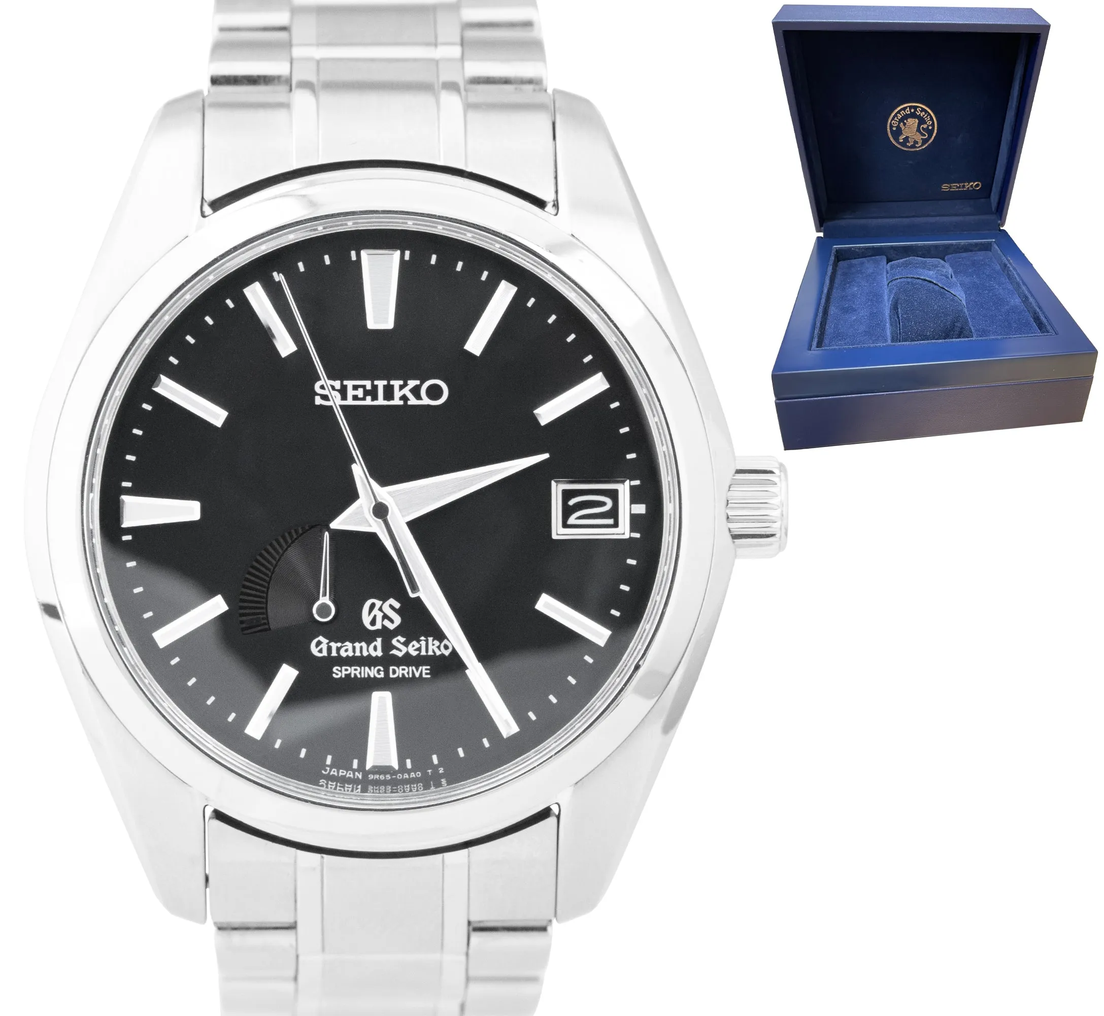 Grand Seiko Spring Drive 40mm Stainless Steel Black Automatic Watch SBGA003