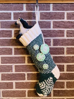Green Knit Snowflake Stocking