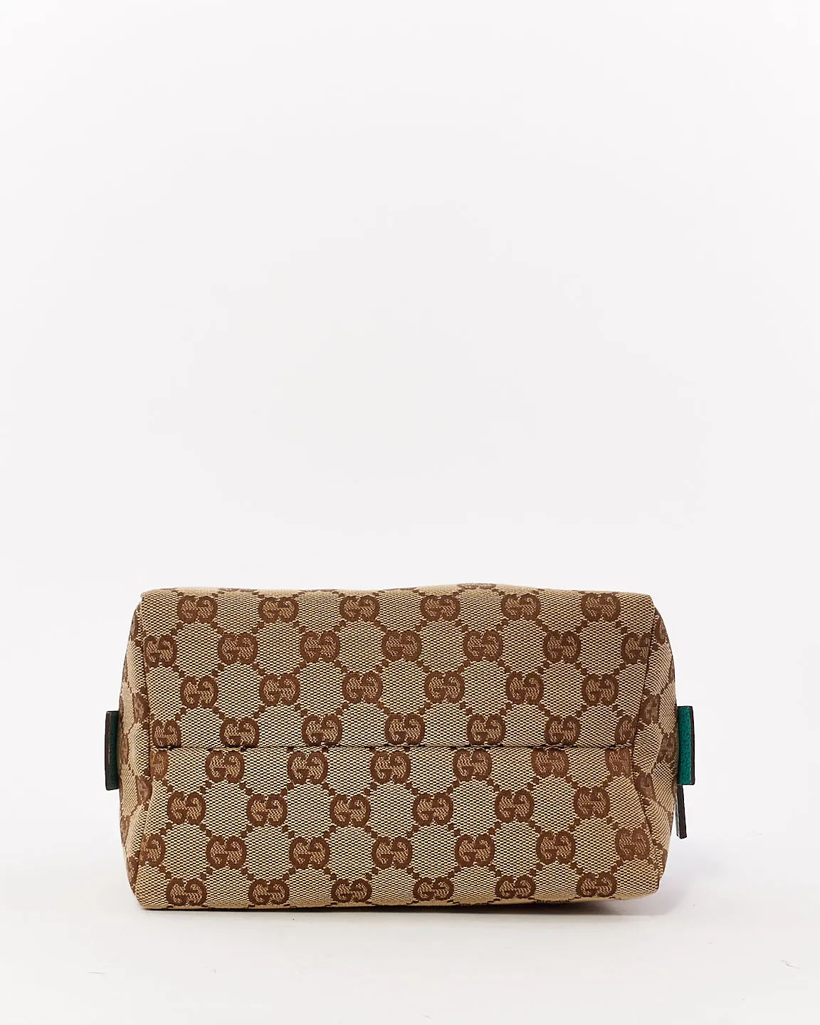 Gucci Brown GG Monogram Canvas / Turquoise Trim Small Top Handle Bag