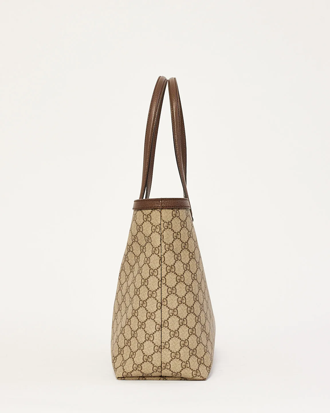 Gucci Brown GG Supreme Canvas Medium Ophidia Web Tote Bag