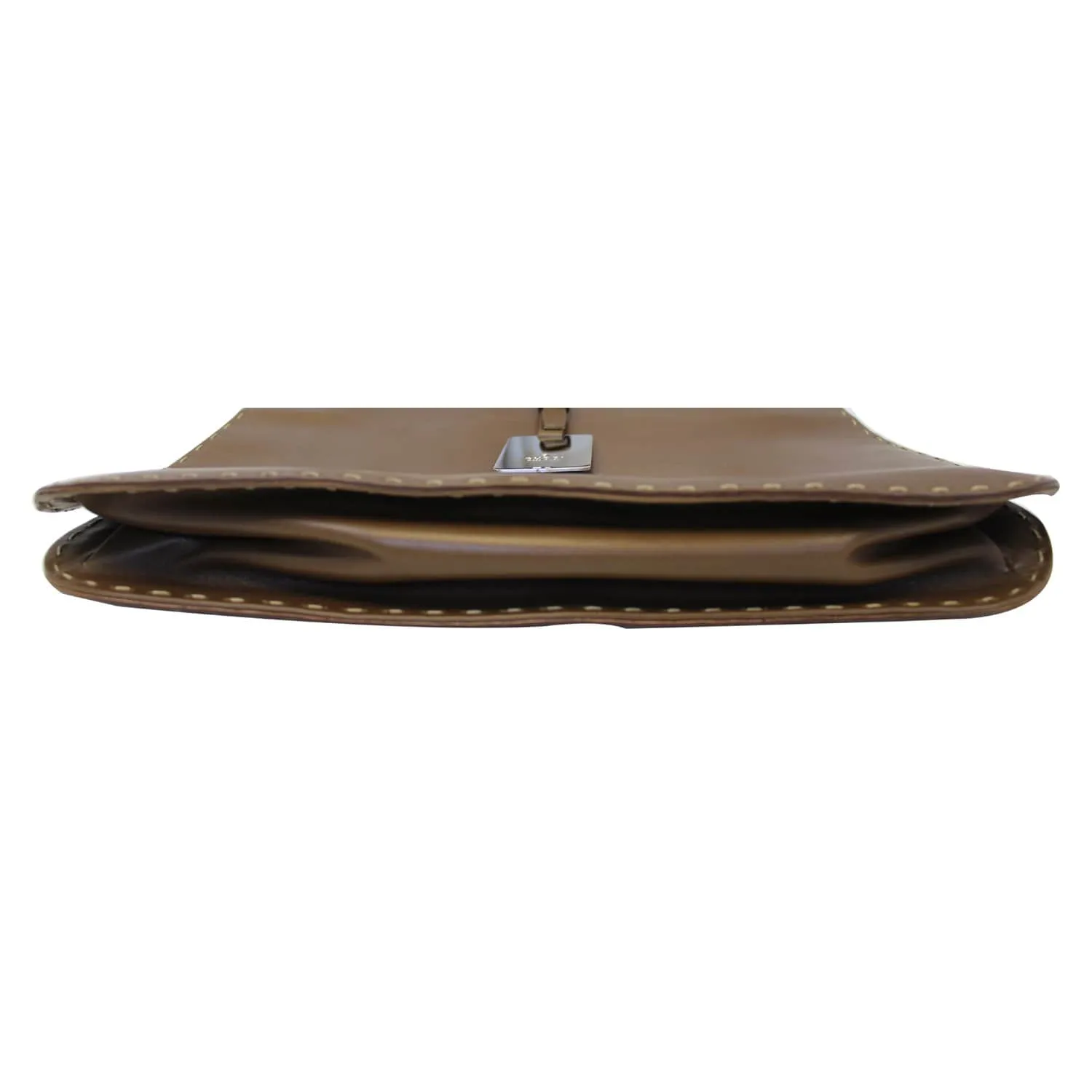 GUCCI Brown Leather Topstitch Shoulder Bag