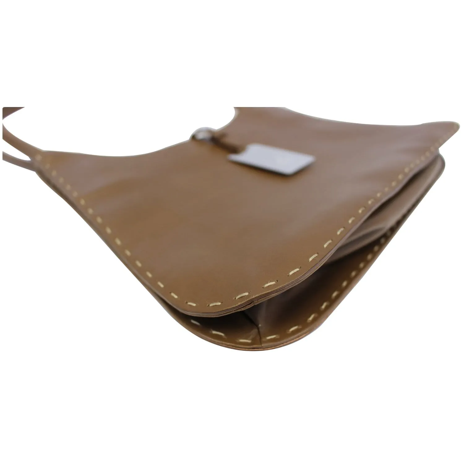 GUCCI Brown Leather Topstitch Shoulder Bag