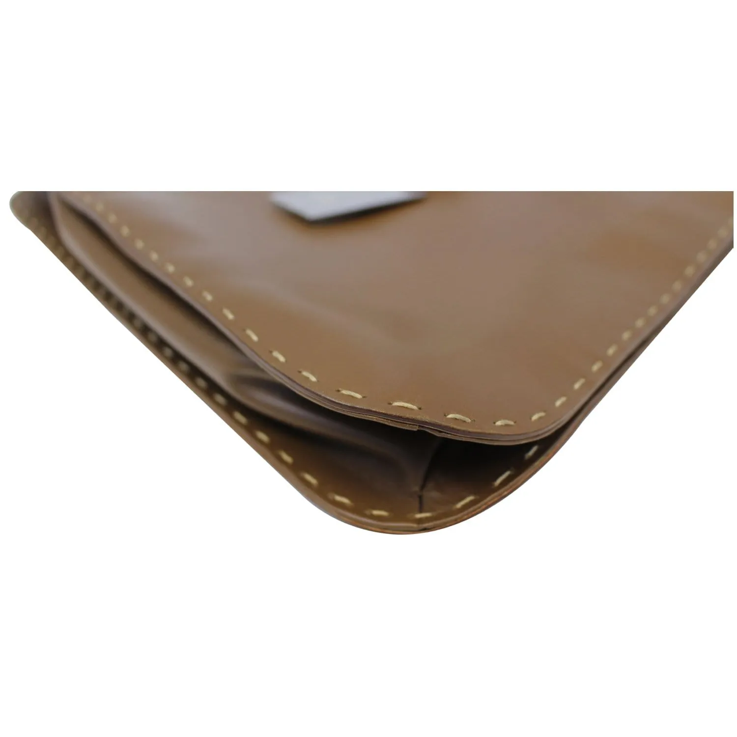GUCCI Brown Leather Topstitch Shoulder Bag