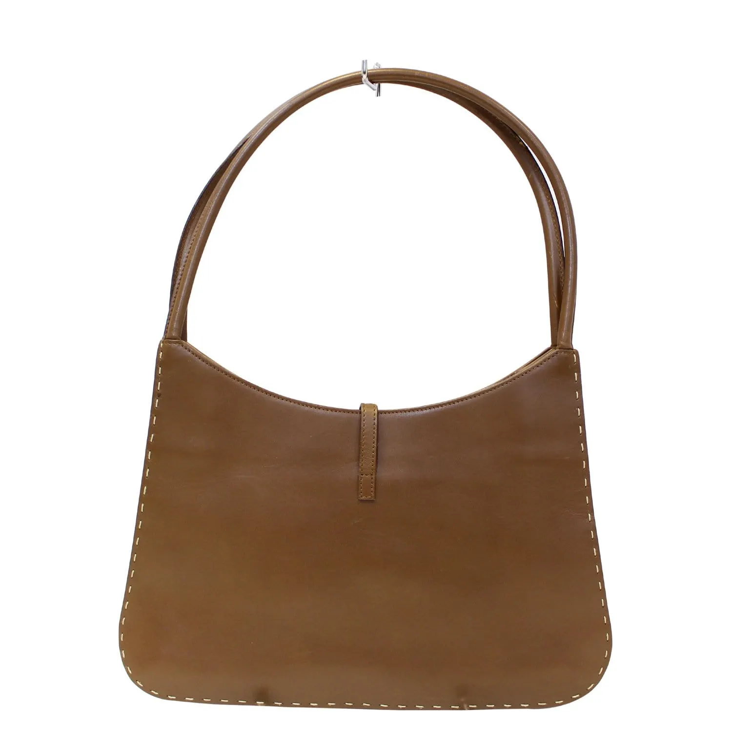 GUCCI Brown Leather Topstitch Shoulder Bag