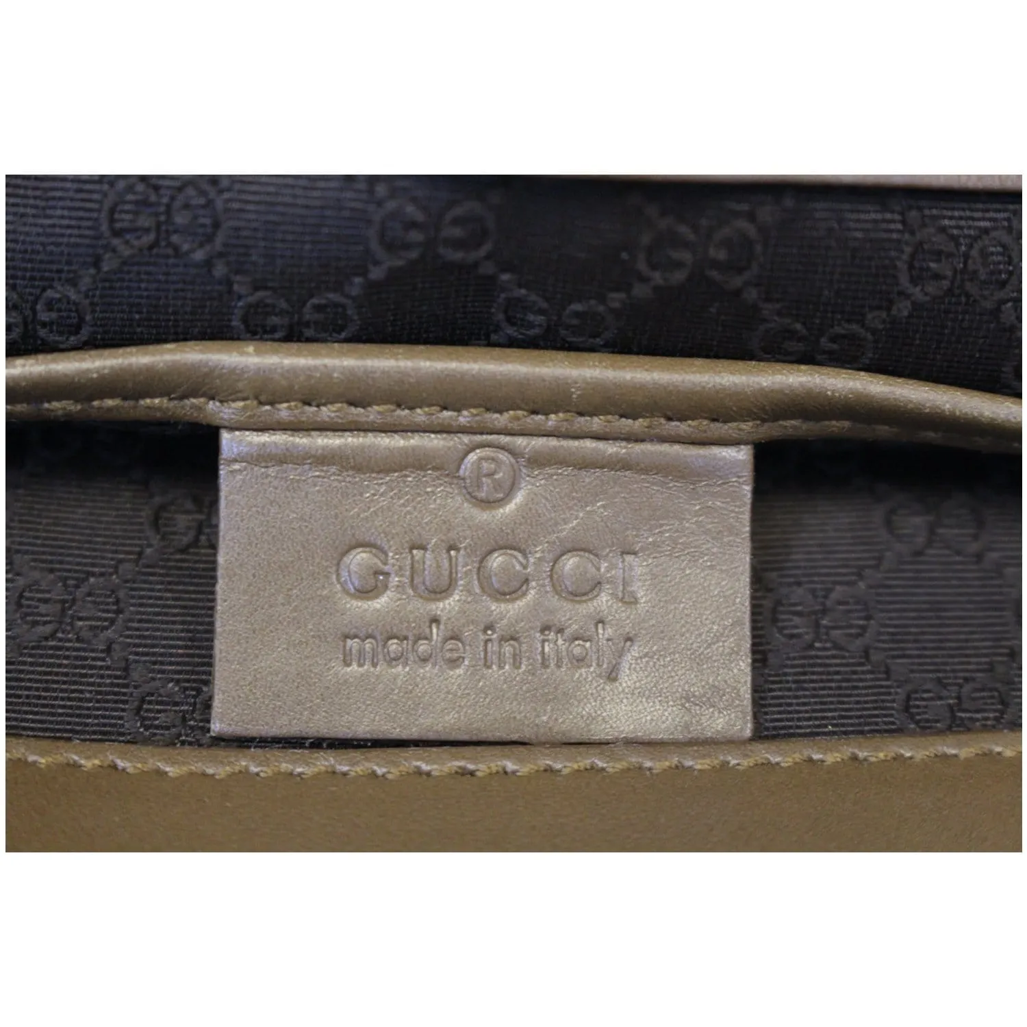 GUCCI Brown Leather Topstitch Shoulder Bag
