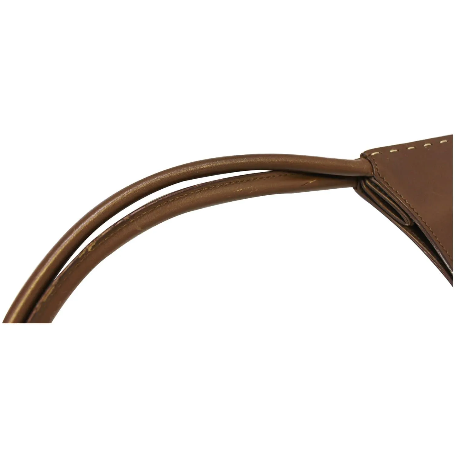 GUCCI Brown Leather Topstitch Shoulder Bag