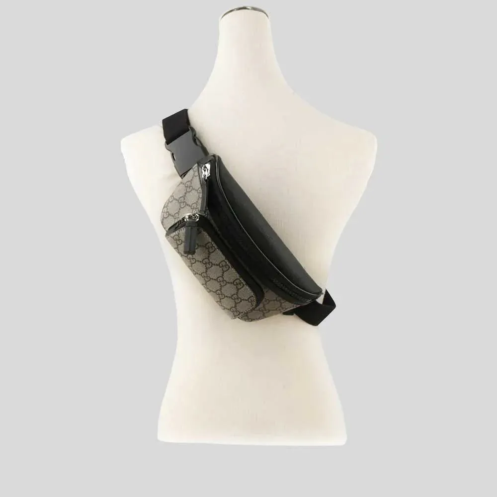 GUCCI GG Supreme Canvas Unisex Belt Bag Beige/Black RB-779877