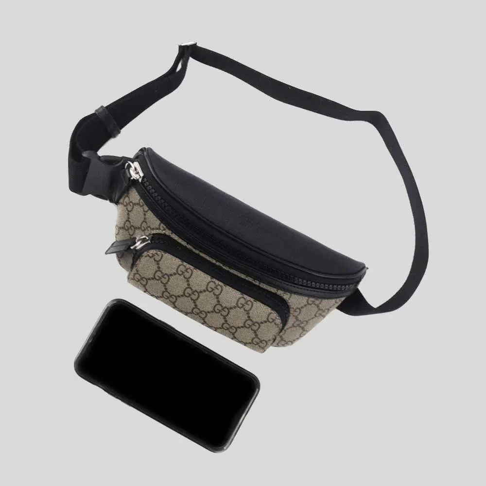 GUCCI GG Supreme Canvas Unisex Belt Bag Beige/Black RB-779877