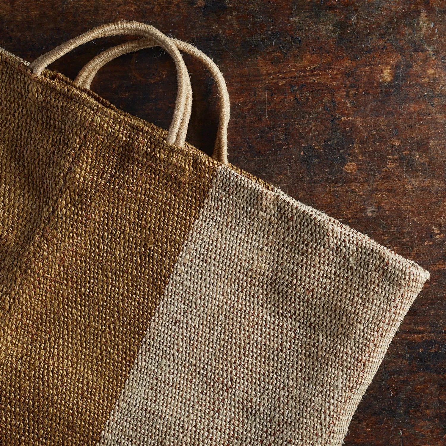 Hand Woven Jute Giant Poresh Hold All - Olive Stripe