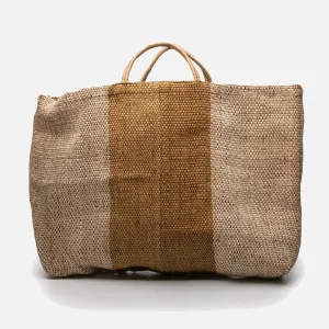 Hand Woven Jute Giant Poresh Hold All - Olive Stripe