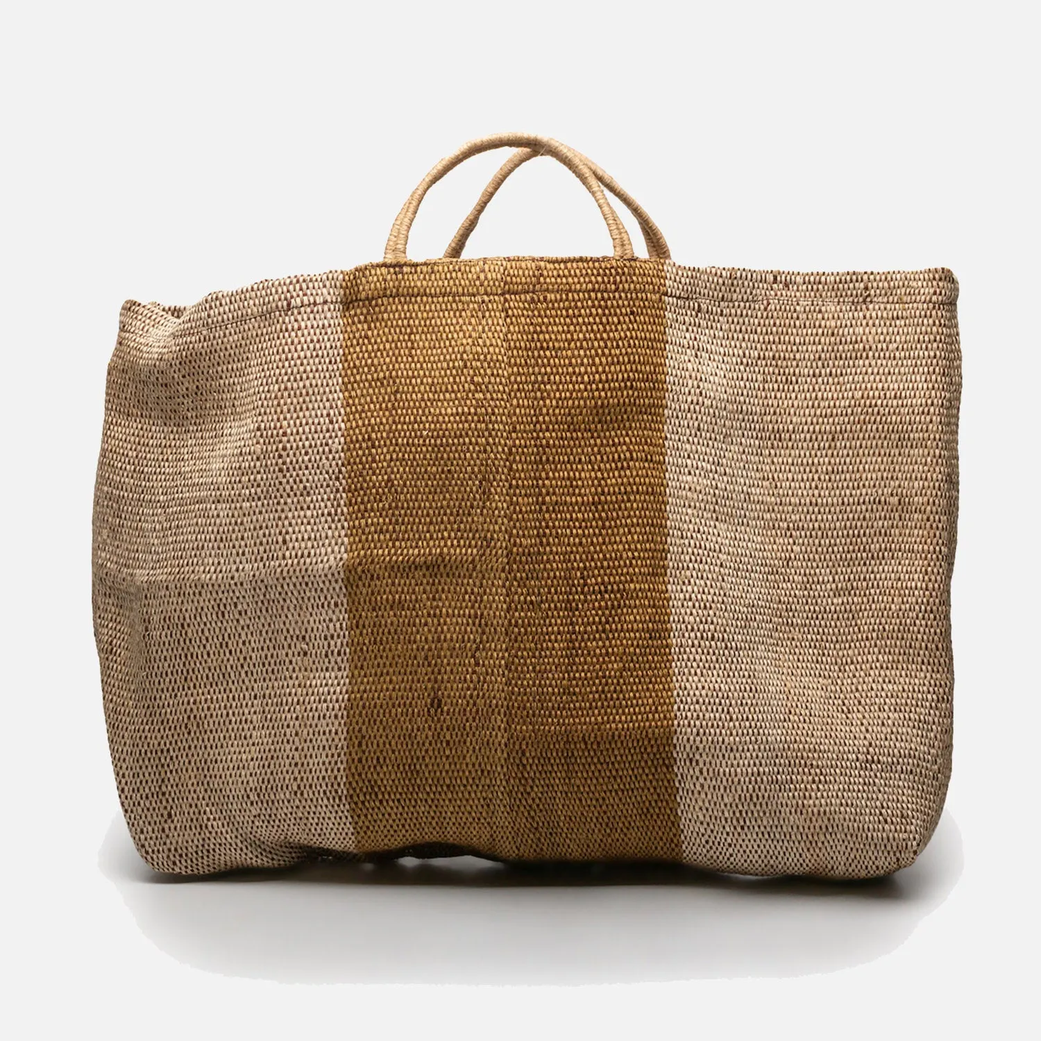Hand Woven Jute Giant Poresh Hold All - Olive Stripe