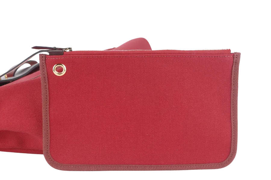 HERMES HERBAG 31 STAMP B (YEAR 2023) ROUGE CANVAS GOLD HARDWARE WITH DUST COVER AND BOX