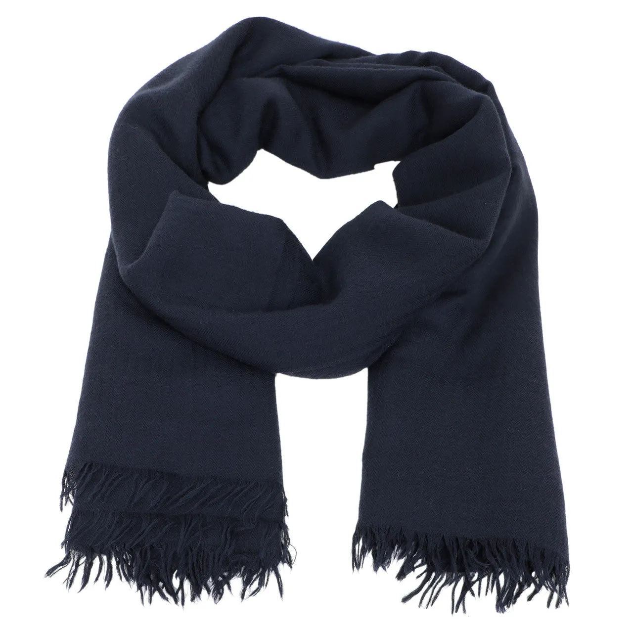 Hermes Navy Wool-Cashmere Shawl