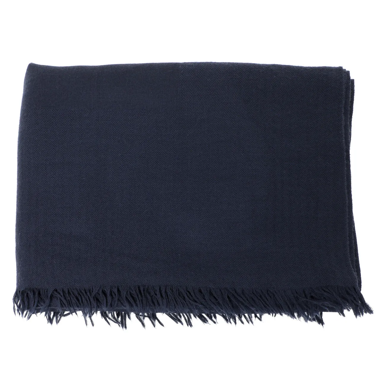Hermes Navy Wool-Cashmere Shawl