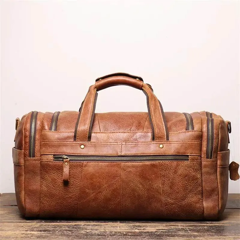 High Capacity Leather Duffle Bag – Retro Fashion Travel Bag