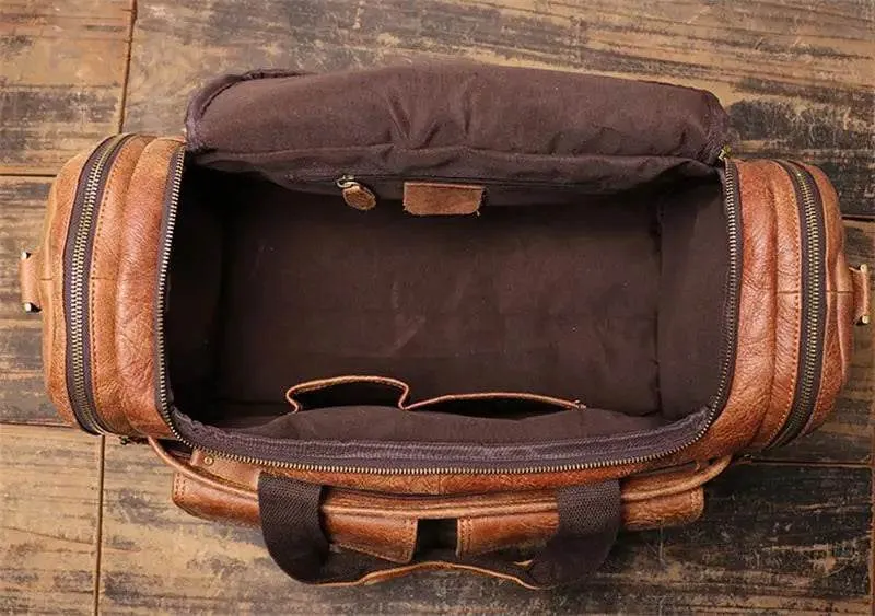 High Capacity Leather Duffle Bag – Retro Fashion Travel Bag