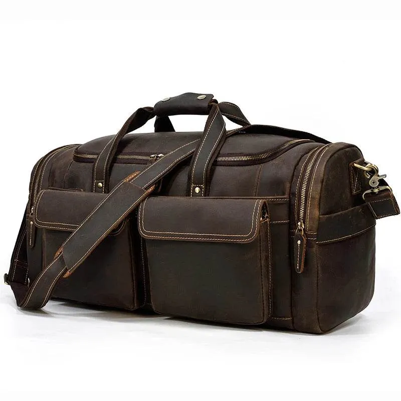 High Capacity Leather Duffle Bag – Retro Fashion Travel Bag