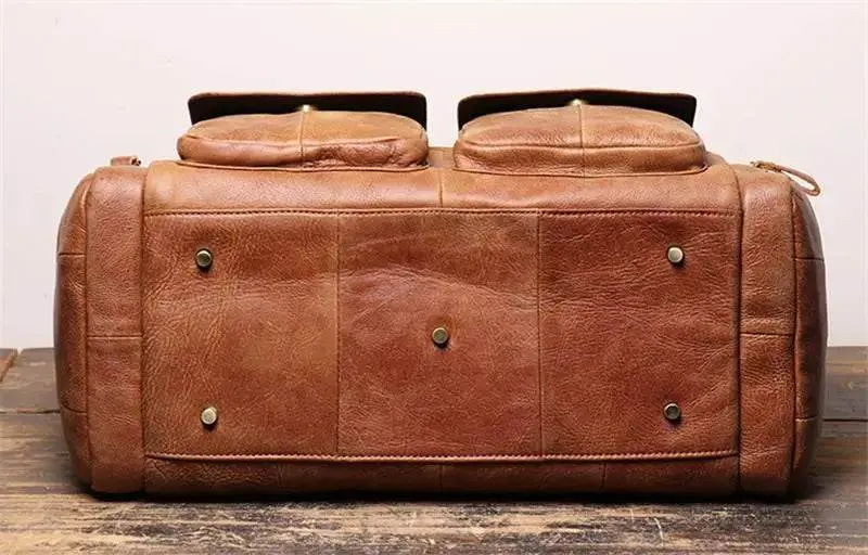 High Capacity Leather Duffle Bag – Retro Fashion Travel Bag