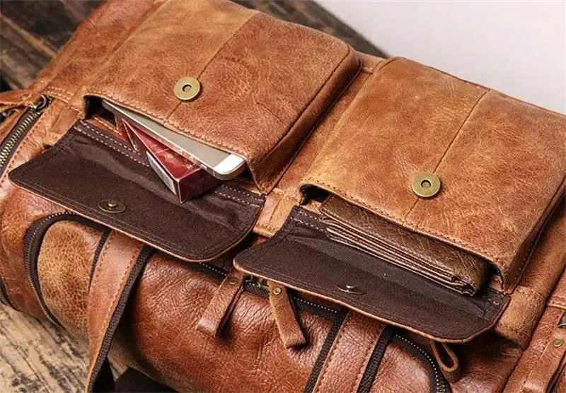 High Capacity Leather Duffle Bag – Retro Fashion Travel Bag