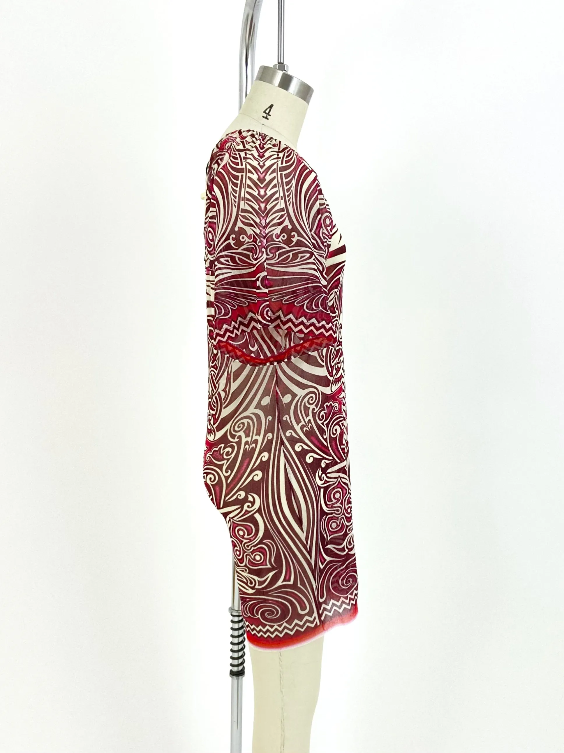 Jean Paul Gaultier Soleil Mesh Tattoo Print Tunic