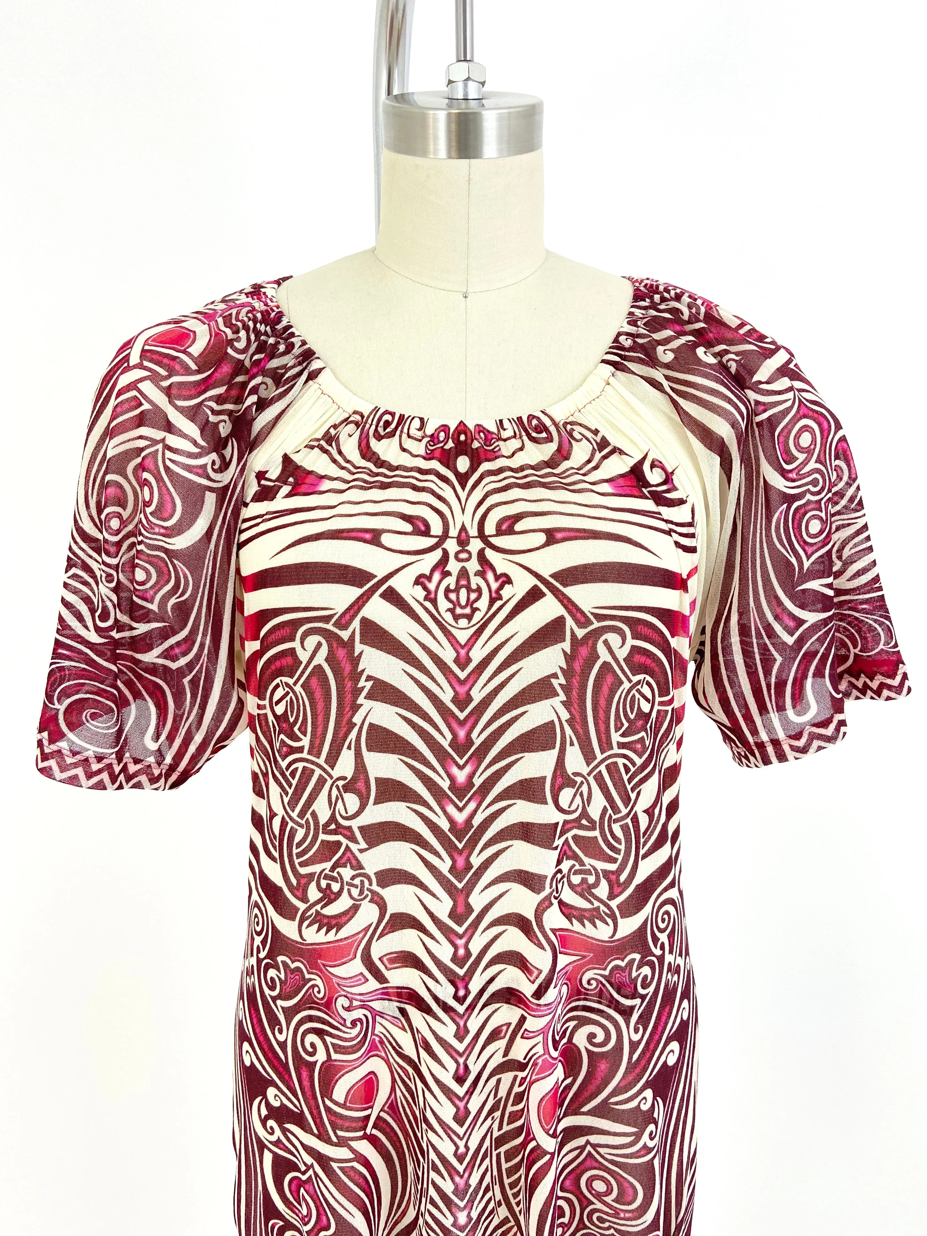 Jean Paul Gaultier Soleil Mesh Tattoo Print Tunic