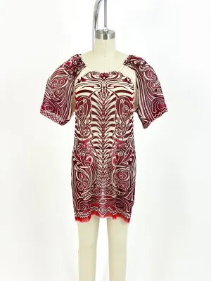 Jean Paul Gaultier Soleil Mesh Tattoo Print Tunic