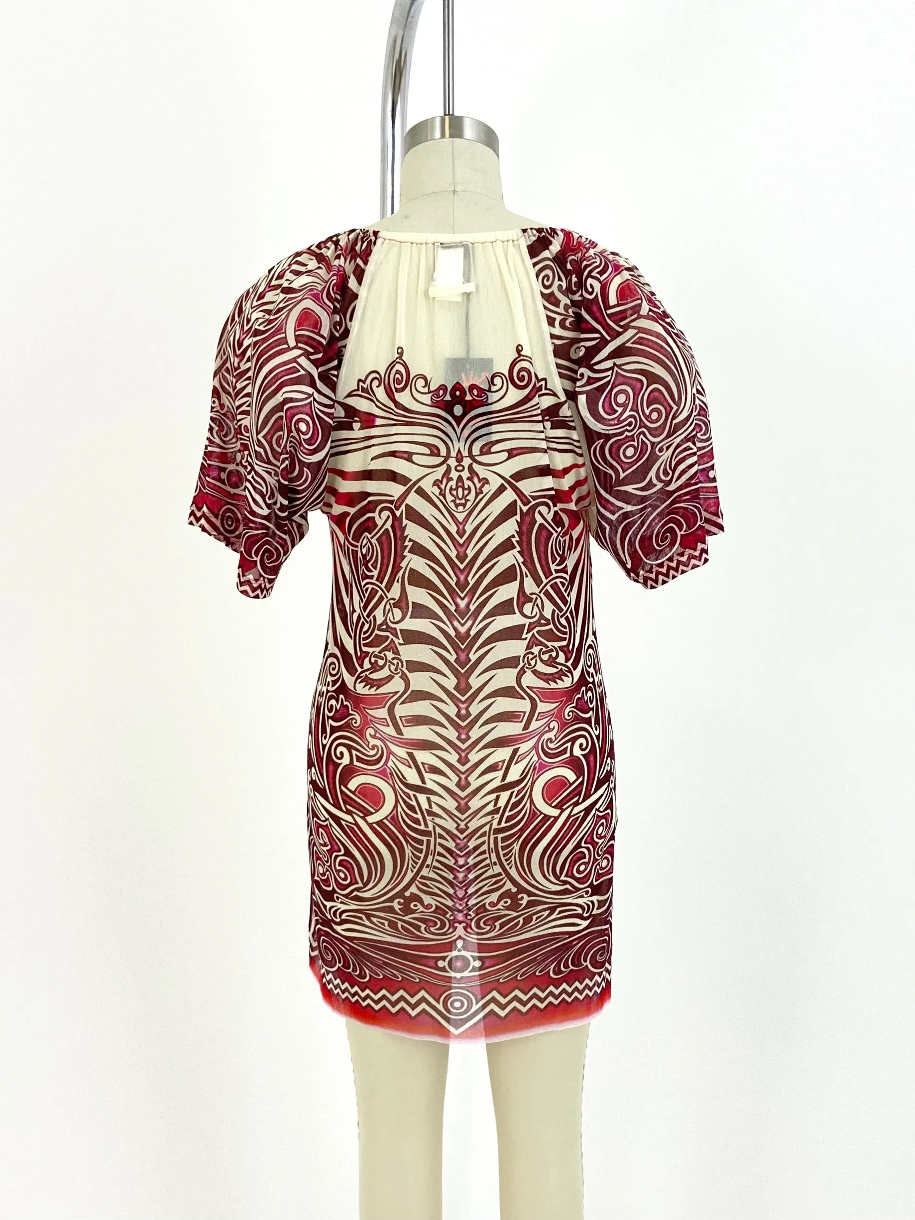 Jean Paul Gaultier Soleil Mesh Tattoo Print Tunic