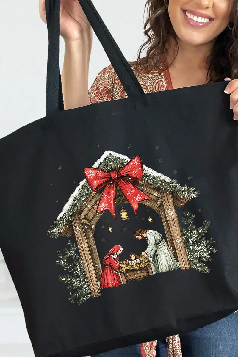 Jesus Nativity Canvas Jumbo Tote