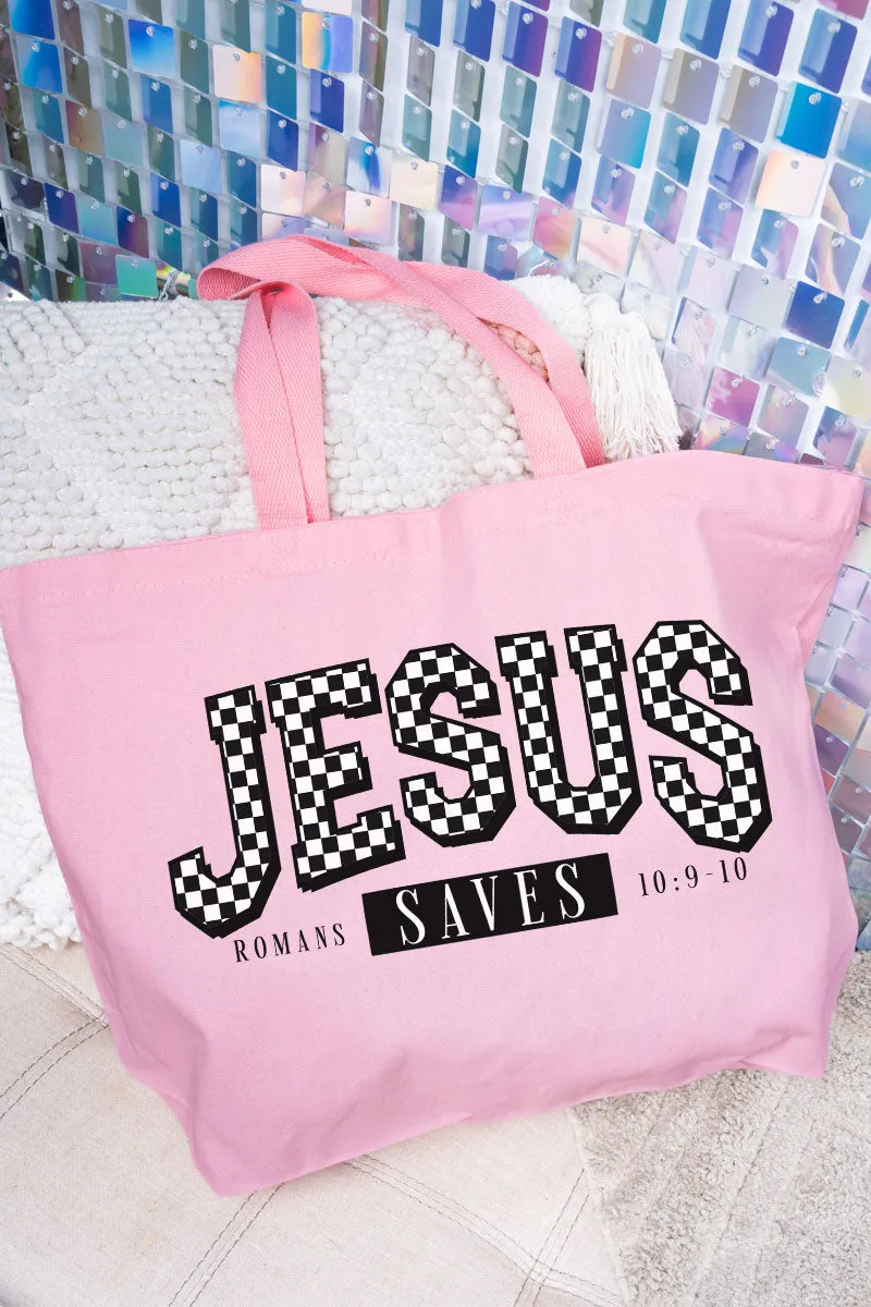 Jesus Saves Canvas Jumbo Tote