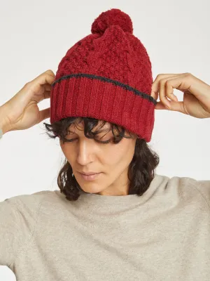 Jordunn Wool Beanie Hat in Redcurrant Red by Thought