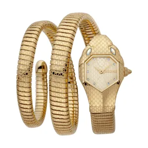 Just Cavalli Women Watch, Gold Color Case, Champagne Dial, Gold Color Stainless Steel Metal Bracelet