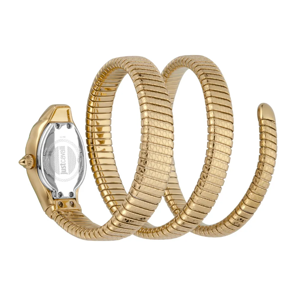 Just Cavalli Women Watch, Gold Color Case, Champagne Dial, Gold Color Stainless Steel Metal Bracelet