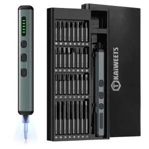 KAIWEETS 70-in-1 Mini Electric Screwdriver, Rechargeable Cordless Screwdriver Set with 64 S2 Magnetic Bits, 5 Gears Torque, 4 LED Lights, Power Screwdriver for Precision Work Phone Camera Laptop Watch