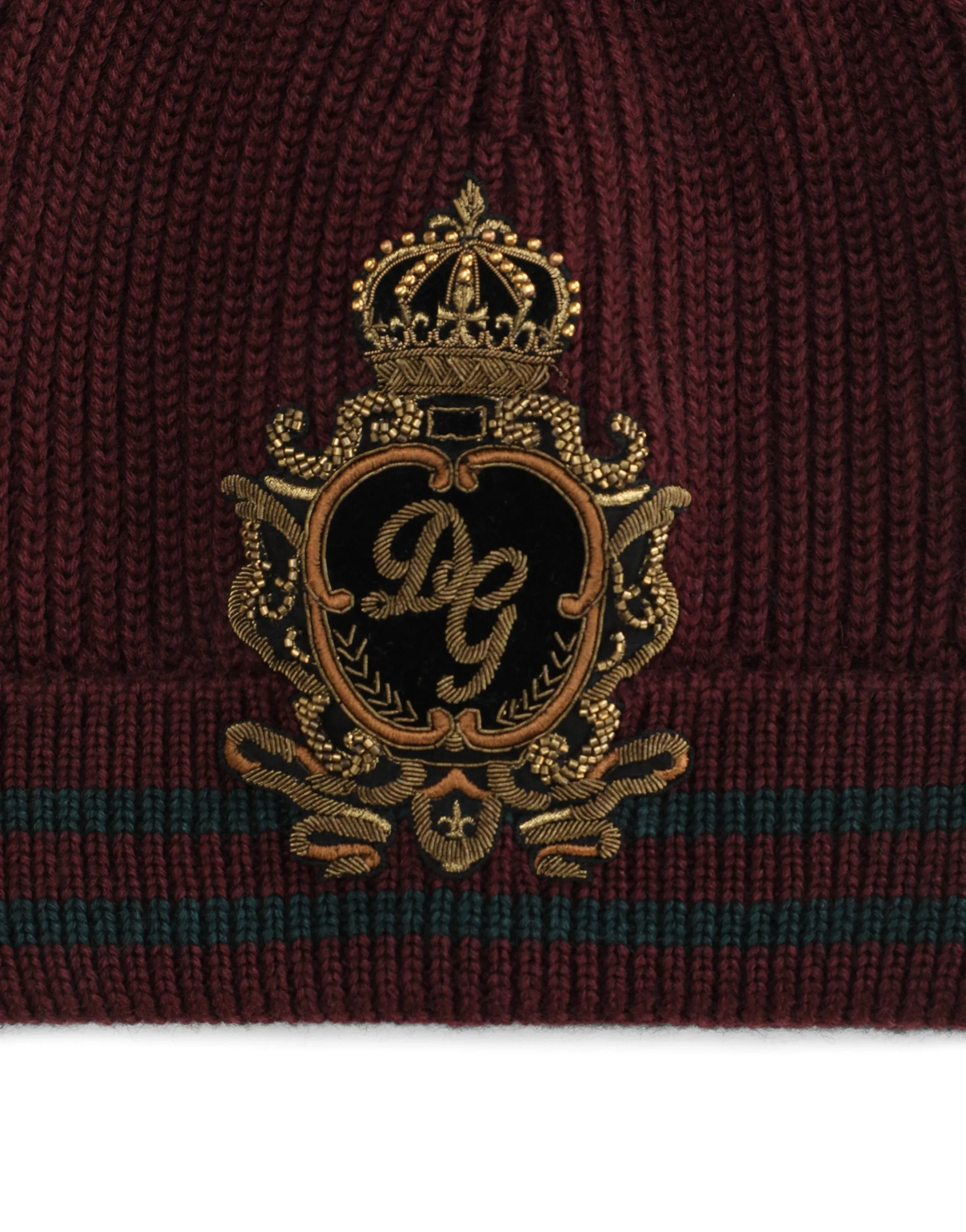 Knit wool hat with DG patch