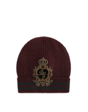 Knit wool hat with DG patch