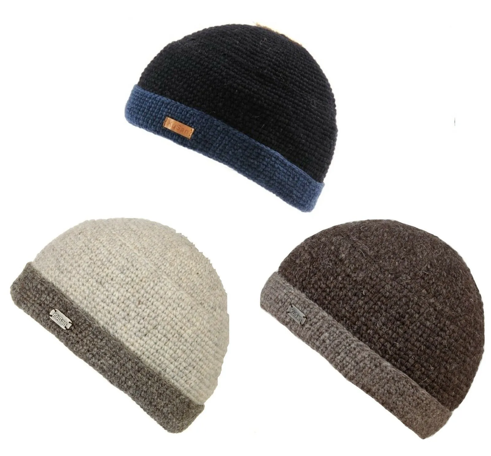 Kusan 100% Wool Knitted Turn-Up Beanie (PK839)