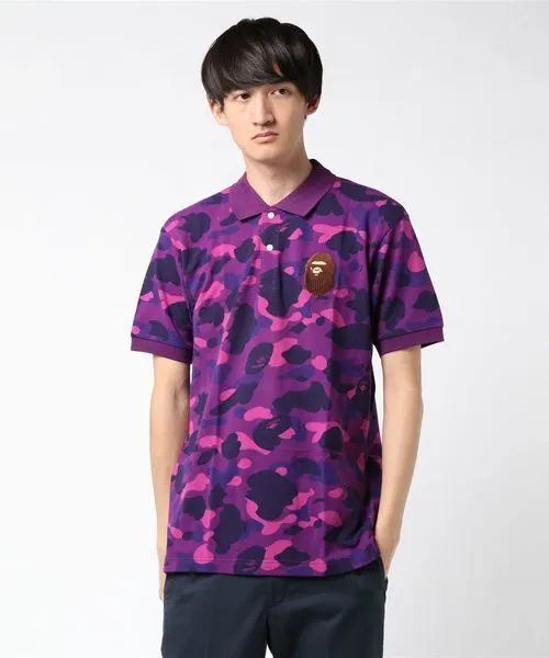 [L or XL] DS! A Bathing Ape Bape Color Camo Large Ape Head Polo Shirt