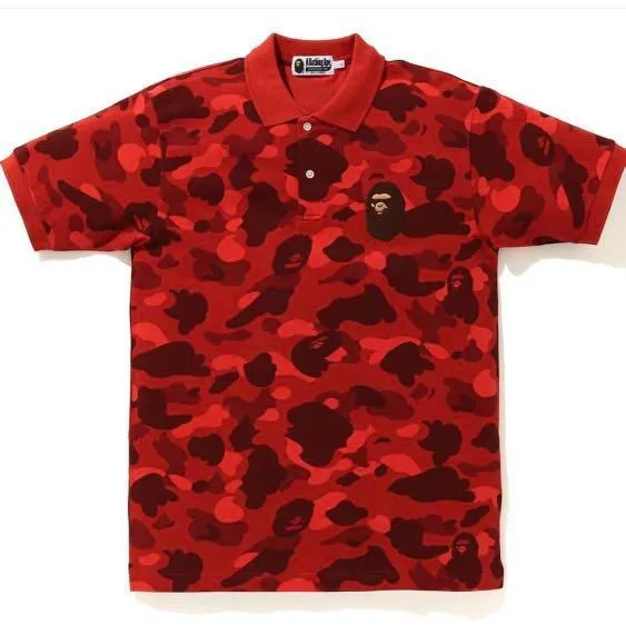[L or XL] DS! A Bathing Ape Bape Color Camo Large Ape Head Polo Shirt