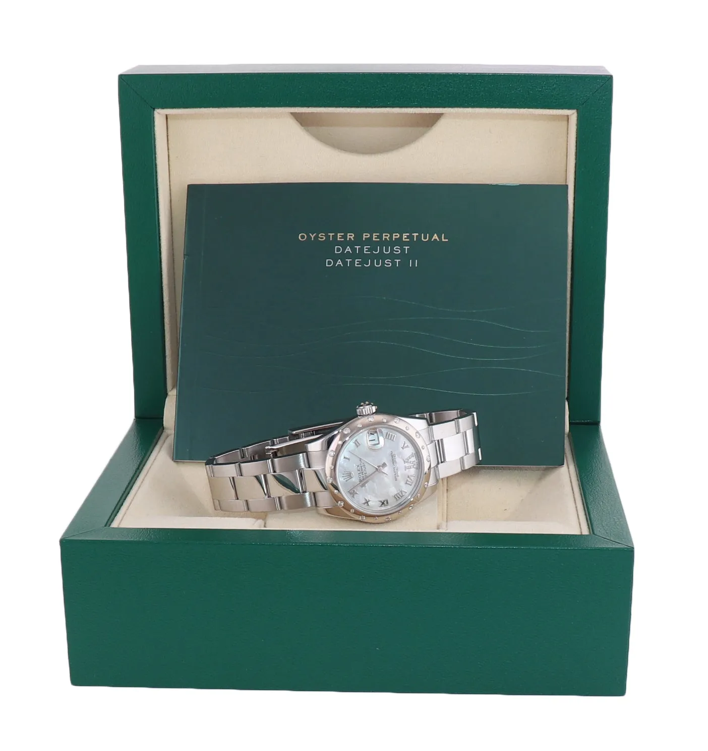 Ladies Rolex DateJust 31mm MOP Diamond Roman Oyster 178344 Steel Watch Box