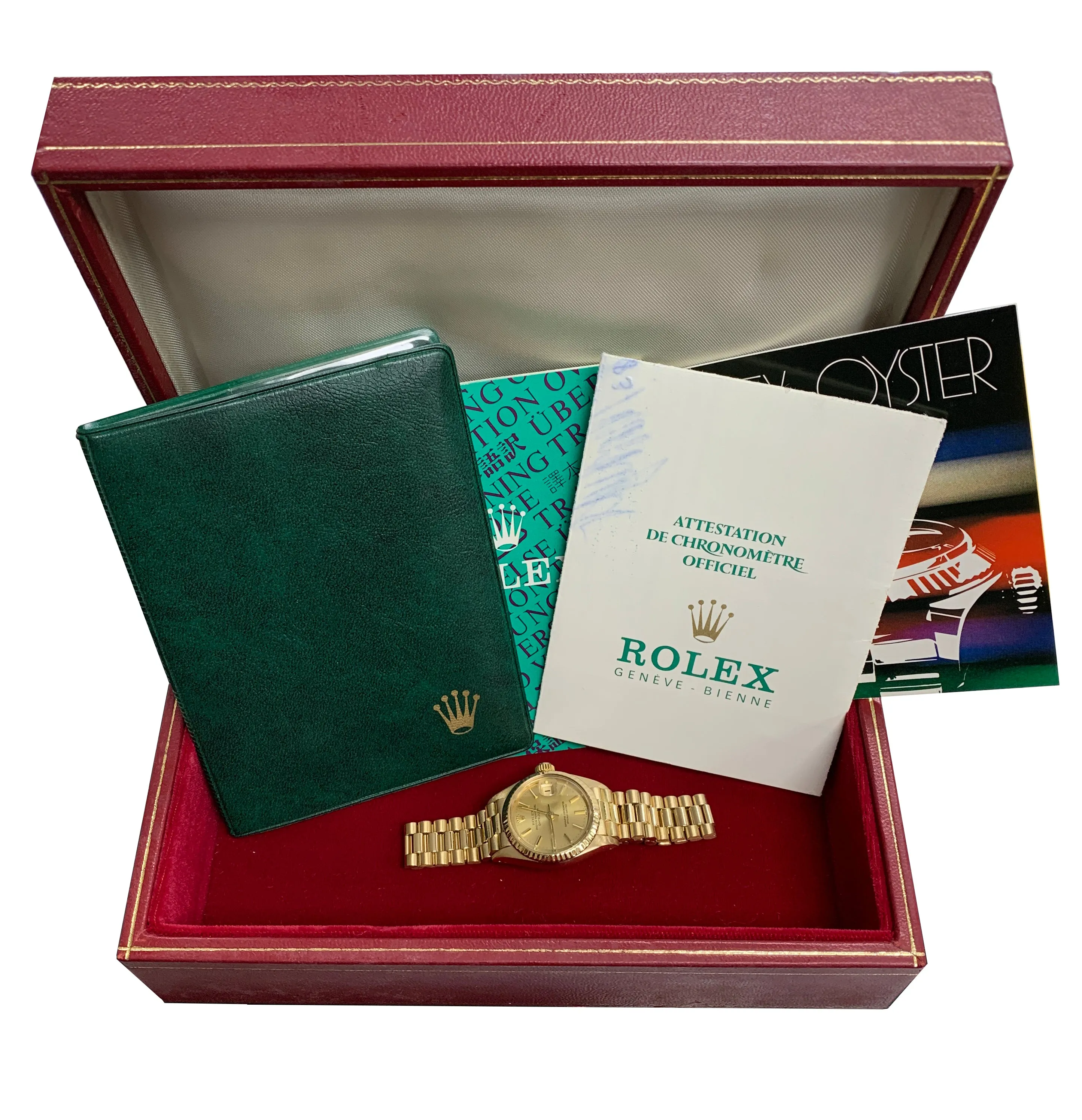 Ladies Rolex DateJust President Champagne 18K Yellow Gold 6917 BOX PAPERS 69178