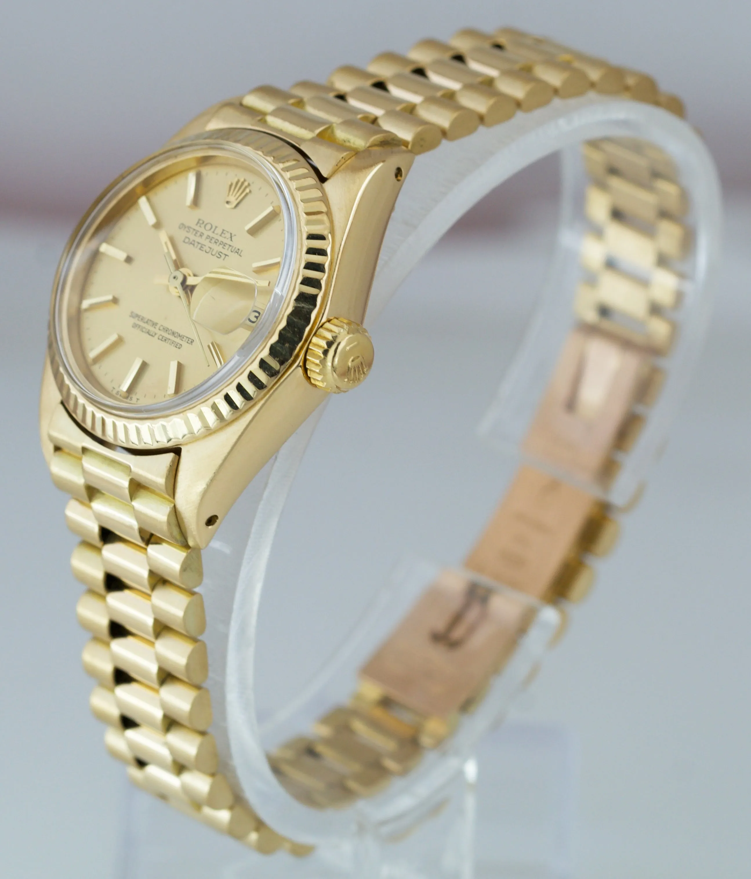 Ladies Rolex DateJust President Champagne 18K Yellow Gold 6917 BOX PAPERS 69178
