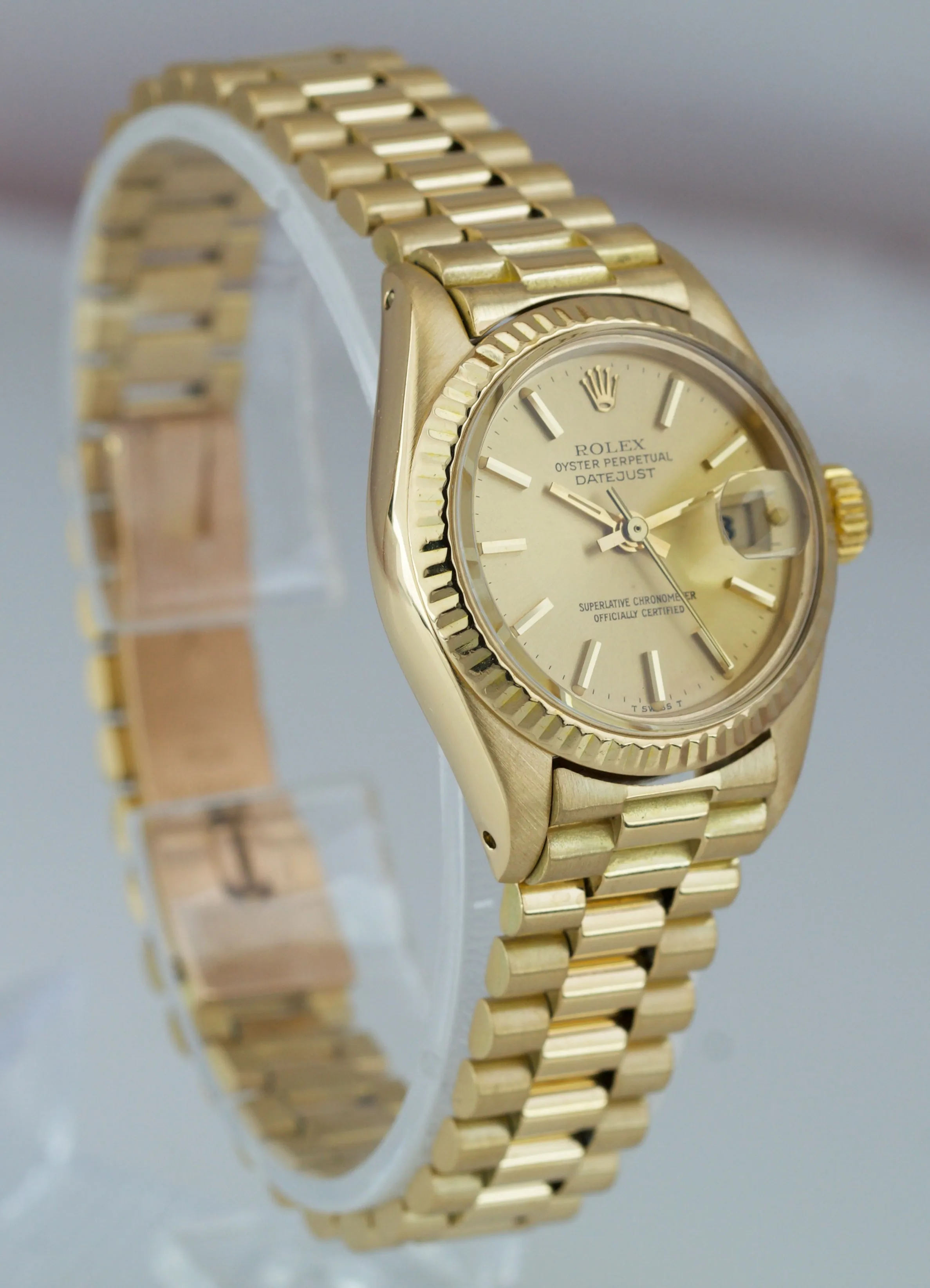 Ladies Rolex DateJust President Champagne 18K Yellow Gold 6917 BOX PAPERS 69178