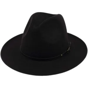 Lanzom Womens Classic Wide Brim Floppy Panama Hat Belt Buckle Wool Fedora Hat | Multiple Colors