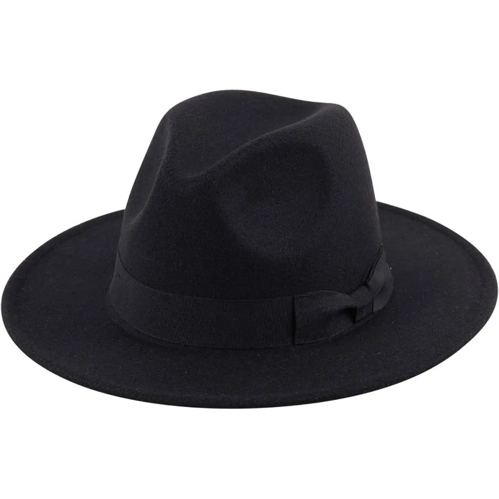 Lanzom Womens Classic Wide Brim Floppy Panama Hat Belt Buckle Wool Fedora Hat | Multiple Colors