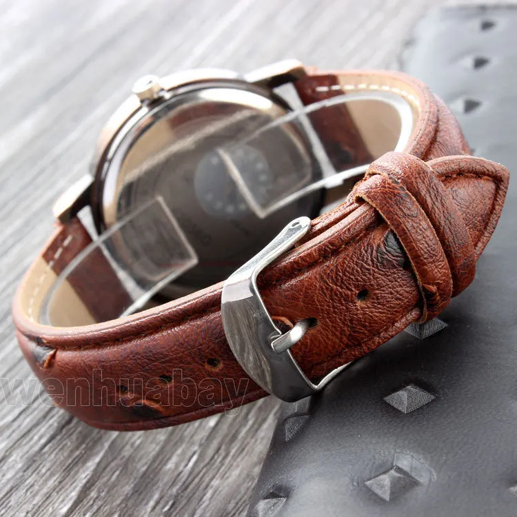 Leather Unisex World Map Quartz Watch