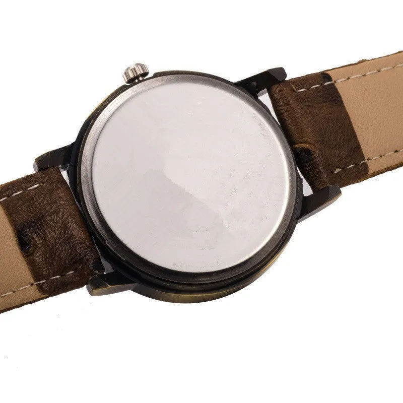 Leather Unisex World Map Quartz Watch
